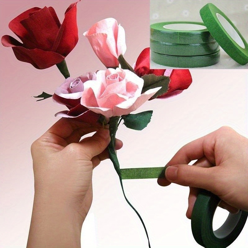 1Roll Self-adhesive Bouquet Floral Stem Tape Artificial Flower Stamen  Wrapping Florist Green Tapes Flower Supplies