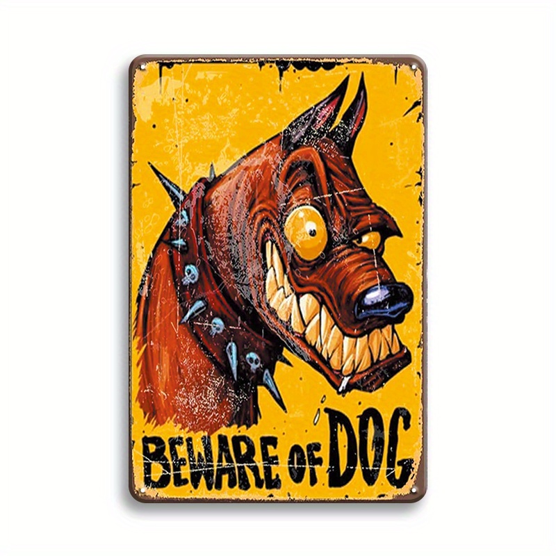 

1pc Beware Of Dog Signs For Fence, 8x12inch Rust Free Metal Yard, Wall Sign, Patio Sign, Fade-resistant, Outdoor/indoor Use, Uv Protected, Weatherproof Warning Dog Sing For Gate Eid Al-adha Mubarak
