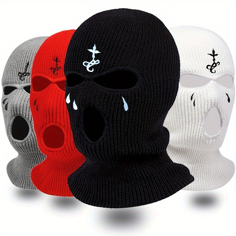 

Tactical Balaclava With Embroidered Design - Lightweight, Ski Mask & Neck Warmer In Black, Red, White, And Women - Ideal For Outdoor Sports, Cycling, Valentine's Day Gift