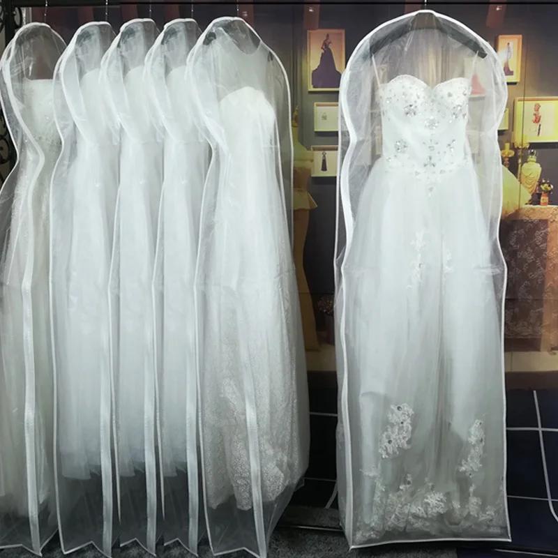 

1pc Wedding Dress Dust Cover Bags, Transparent Hanging Clothes Storage Bags For Dress, Portable Garment Bags, Household Storage Organizer For Bedroom, Closet, Wardrobe, Home, Dorm