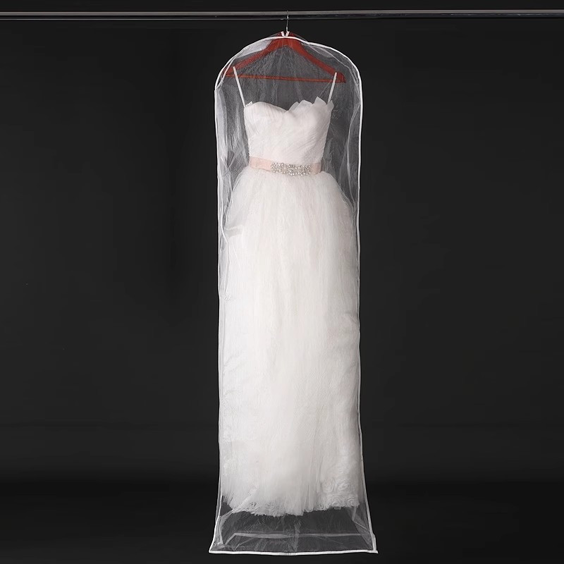 1pc wedding dress dust cover bags transparent hanging clothes storage bags for dress portable garment bags household storage organizer for bedroom closet wardrobe home dorm details 1