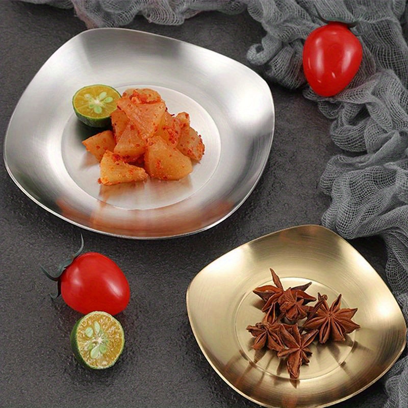 2pcs Stainless Steel Korean Kimchi Dishes Seasoning Plates for