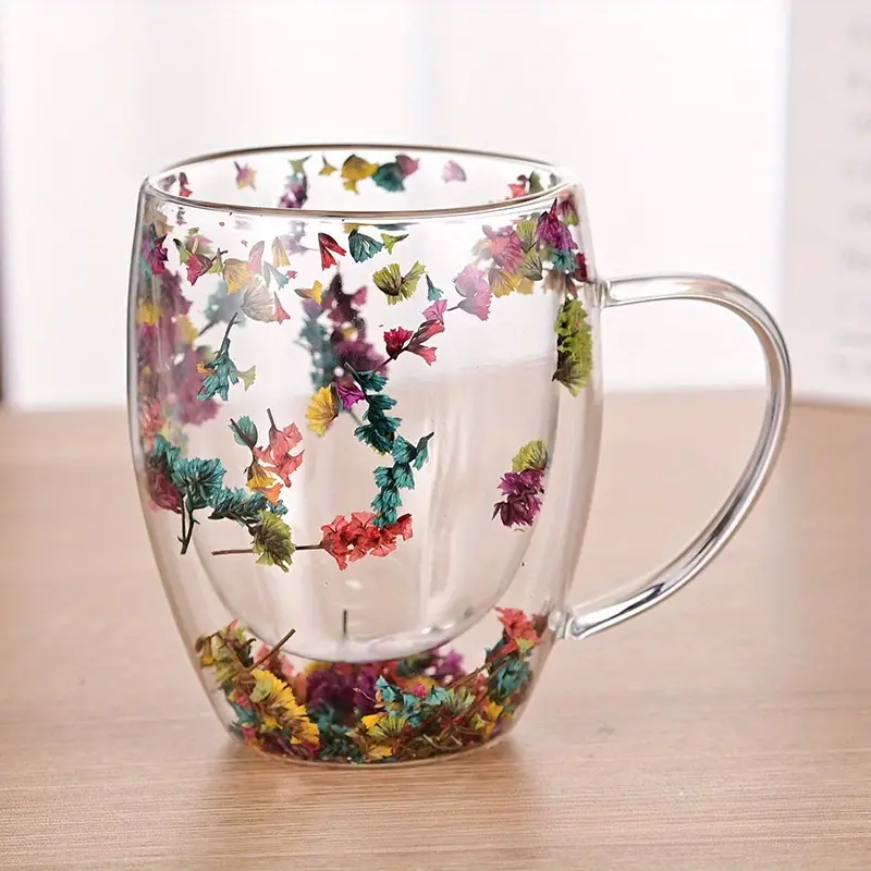Cherry Blossom Painted Glass Mugs