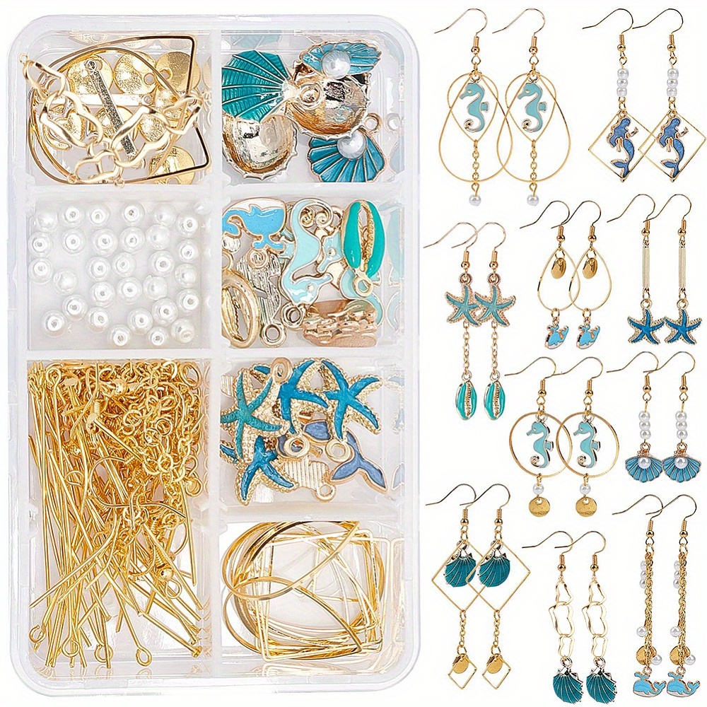 Diy Handmade Earring Accessories Kit Material Package Golden - Temu