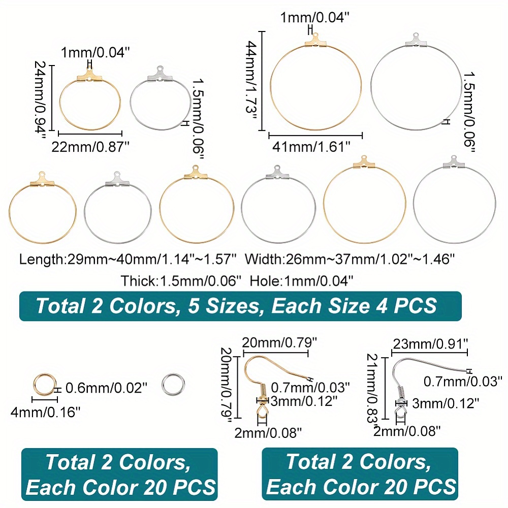 2 Colors Earring Making Kit Stainless Steel Hoop Earring - Temu