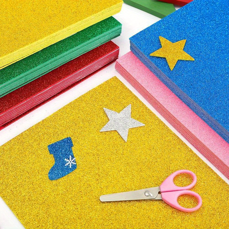 Pochette papier mousse autocollant Glitter multi couleurs A4