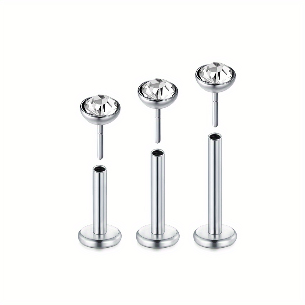 TEMU 16g Elegant 304 Stainless Steel Studs Set, Synthetic Zirconia, Heart & , 6mm 8mm 10mm, For Women, Daily & Gift Occasions, Valentine's Day Jewelry