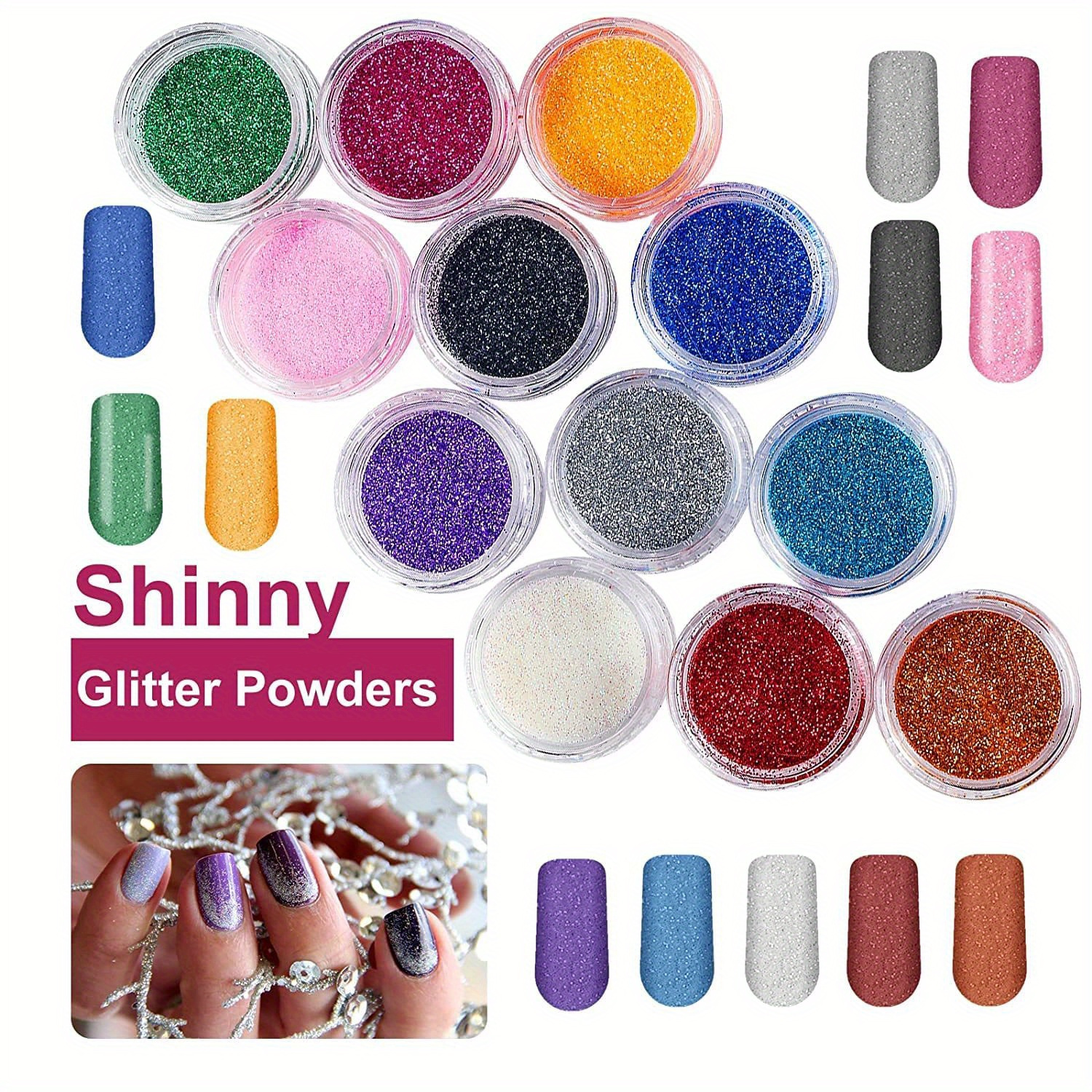 Acrylic Powder Glitter Polish Set- Prblessings1