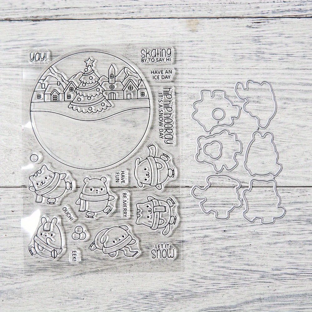 Merry Christmas Series Clear Stamp / Cutting Die For Card - Temu