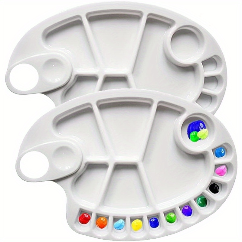 Oval Artist Paint Palette Mixing Plate 10 Well Plastic Painting