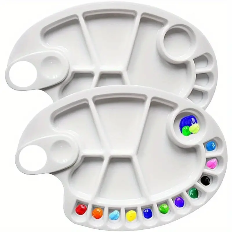 Non-stick Paint Palette Artist Paint Mixing Tray Palette Oval Shaped Easy  Clean Art Palette 17 Wells - Temu