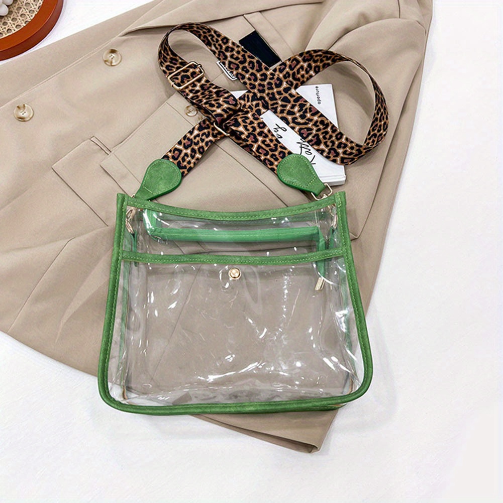 Leopard Clear Crossbody Stadium Bag