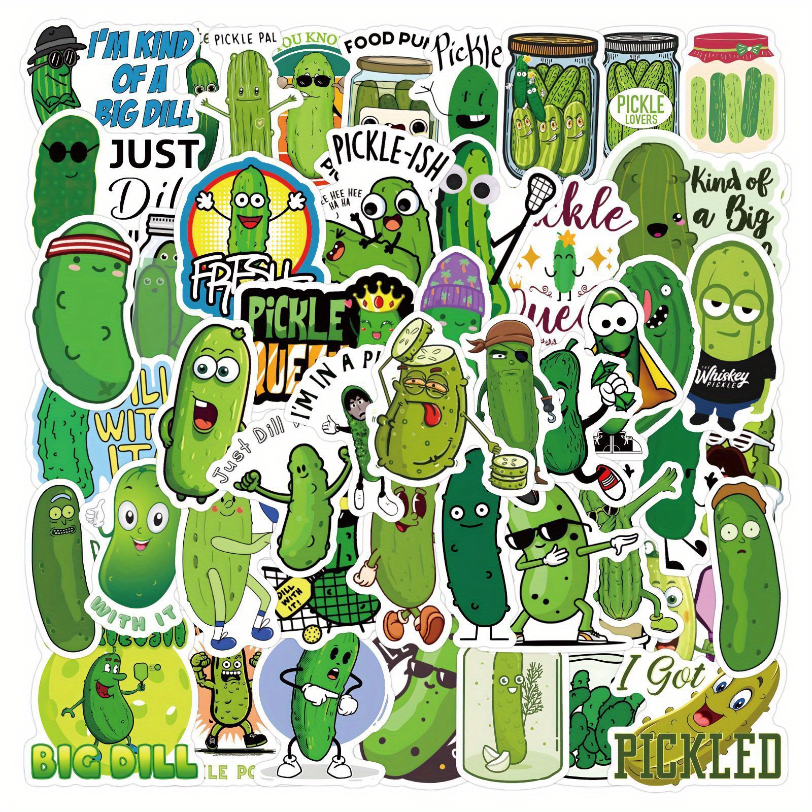 60pcs Funny Meme Stickers Pickle Stickers Pickle Gift Vinyl Waterproof  Stickers For Water Bottle, Computer, Laptop, Phone, Luggage, Notebook