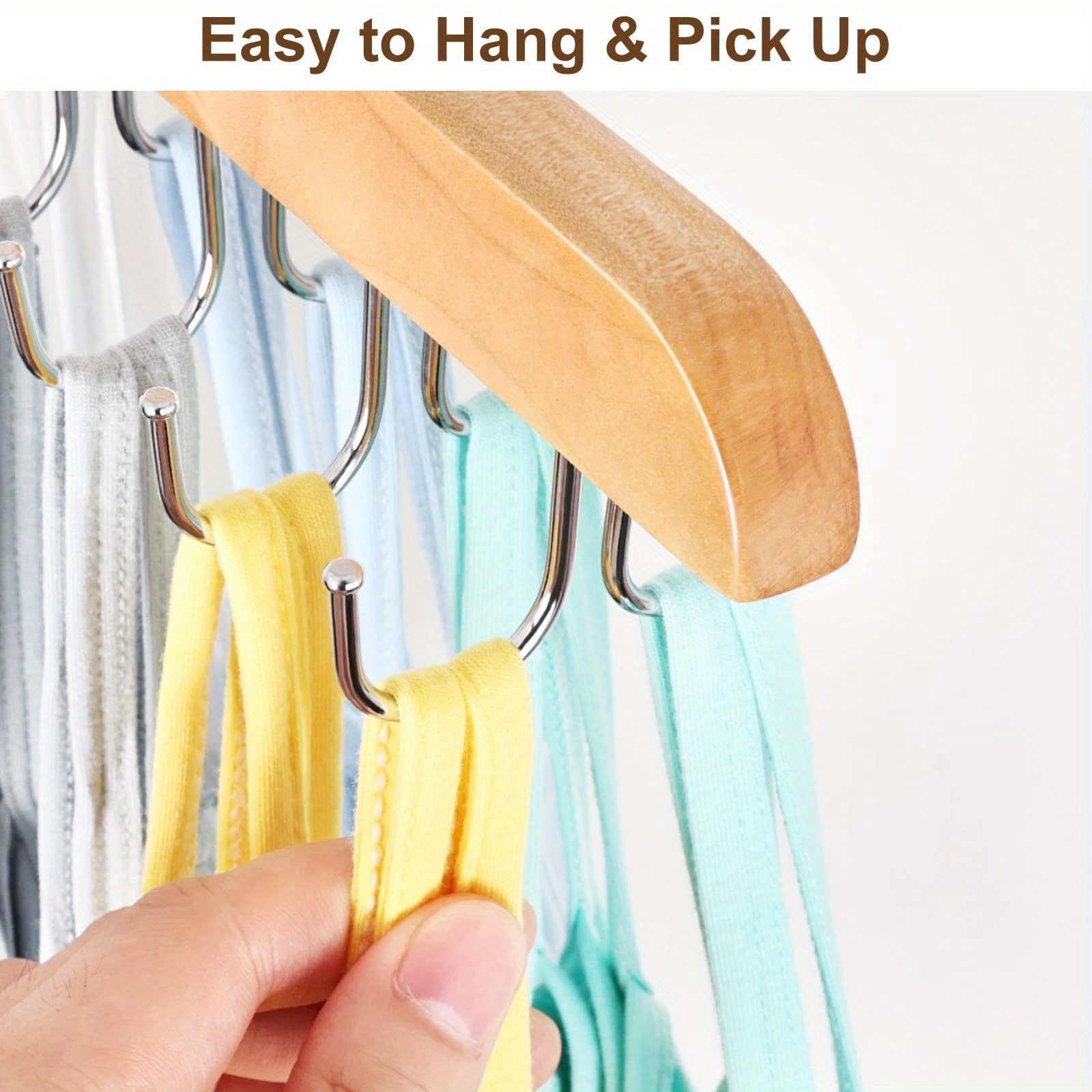 1pc 20 hook wooden hat hanger clothes drying rack for underwear ties camisoles scarves belts household storage organizer for bathroom bedroom closet wardrobe home dorm details 1