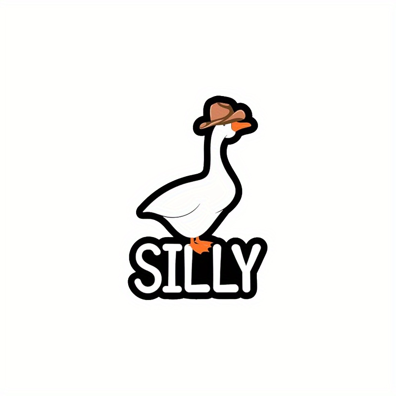 Silly goose animal pun sticker with hat