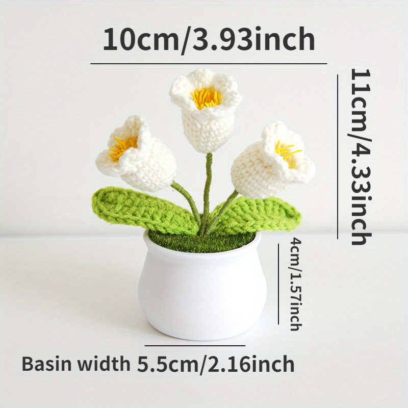 2件套手工编织小花盆植物，羊毛编织向日葵花束，冬季圣诞节家居桌面装饰