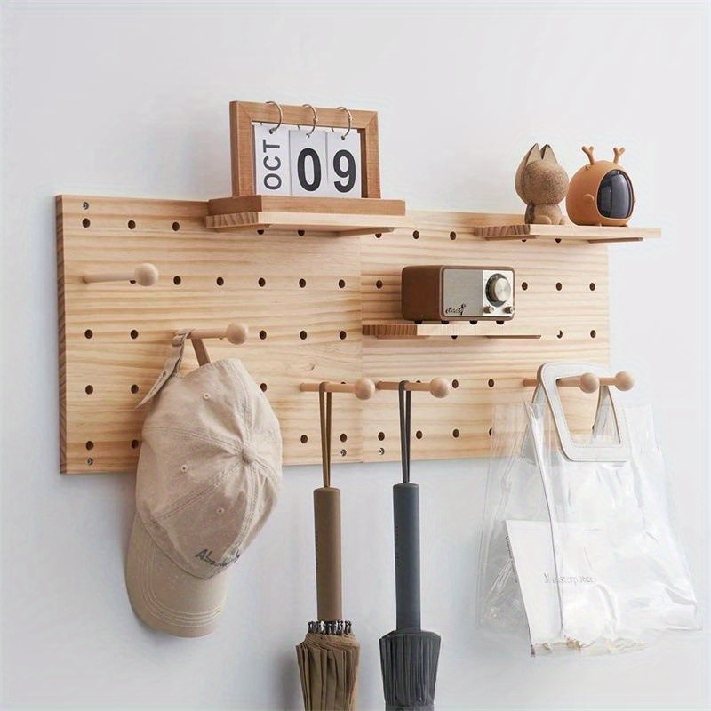 1pc Wall Shelf With Divider, Adhesive Wall Mounted Hanging Decorative Wood  Board Rack, Perfect For Bedroom And Kitchen