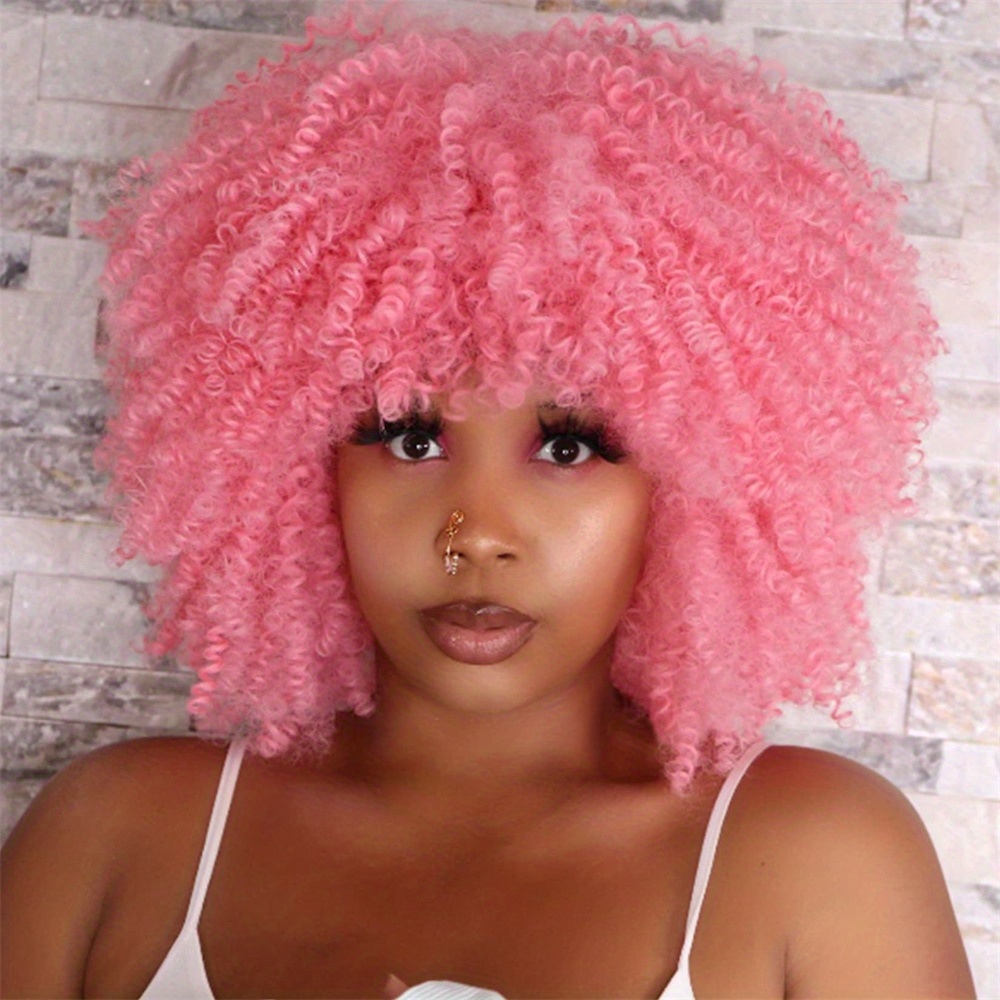 wigs women short afro wig bangs synthetic heat - Temu Australia