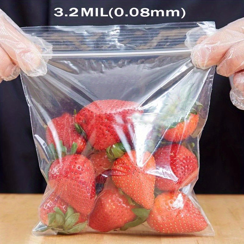 100pcs Clear Plastic Ziplock Bags 3.2 Mil Heavy Duty  