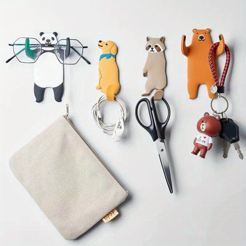 Creative Cartoon Animal Hooks Reusable Punch-free Rustproof