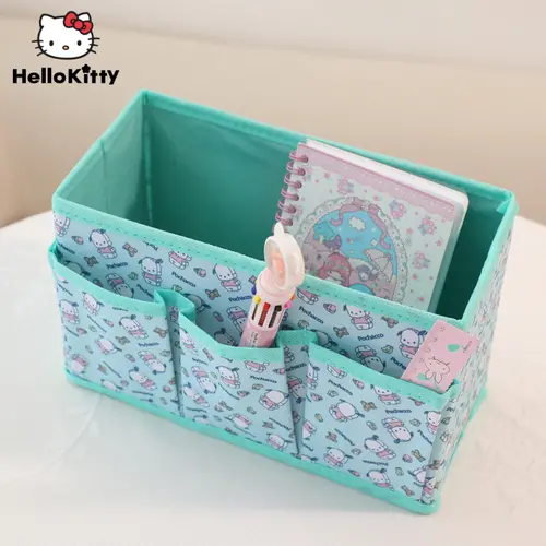 New Sanrio Storage Box Kawaii HelloKitty Cinnamoroll Kuromi Cartoon  Foldable Student Dormitory Clothes Storage Car Storage Case