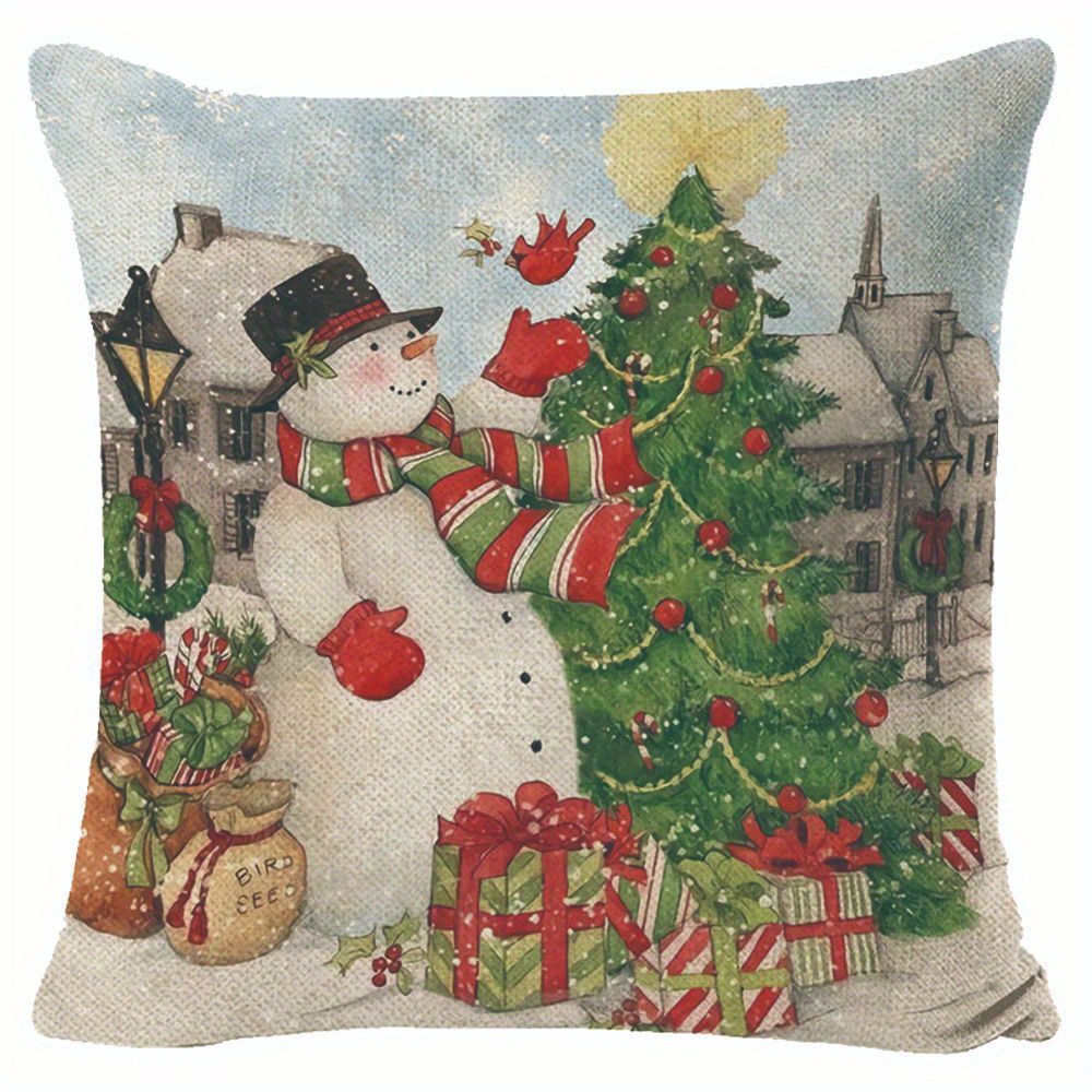 Christmas Snowman Letter Throw Pillow Cover Home Sofa Cushion Cover Linen  Blend Throw Pillow Home Pillow Insert Not Included - Temu Sweden