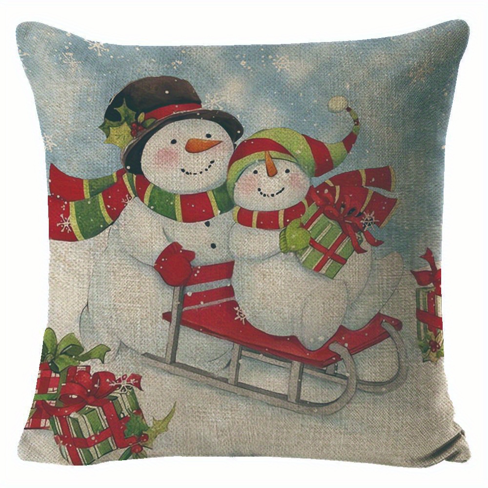 Christmas Snowman Letter Throw Pillow Cover Home Sofa Cushion Cover Linen  Blend Throw Pillow Home Pillow Insert Not Included - Temu Sweden