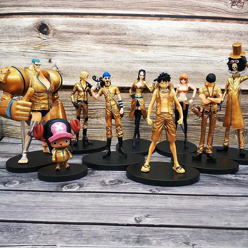 9Pcs/Set One Piece Luffy Zoro Sanji Nami Brook Japanese Anime Figures Gift  TOY