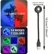 1pc led usb sunset light projector 7 colors atmosphere light portable romantic night light for christmas decoration photography party home decoration sunset light details 1