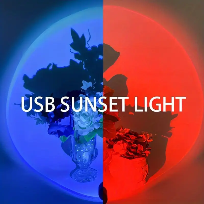 1pc led usb sunset light projector 7 colors atmosphere light portable romantic night light for christmas decoration photography party home decoration sunset light details 7