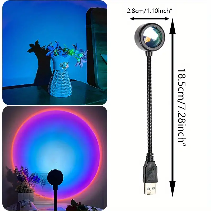 1pc led usb sunset light projector 7 colors atmosphere light portable romantic night light for christmas decoration photography party home decoration sunset light details 11