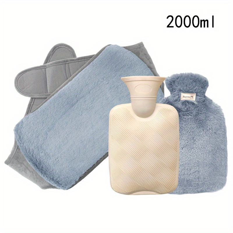 3pcss Hot Water Bottle Plush Extended Waist Hot Water Bag Warm Belly Hot Water Bag 3pcs Set 1000/2000ml