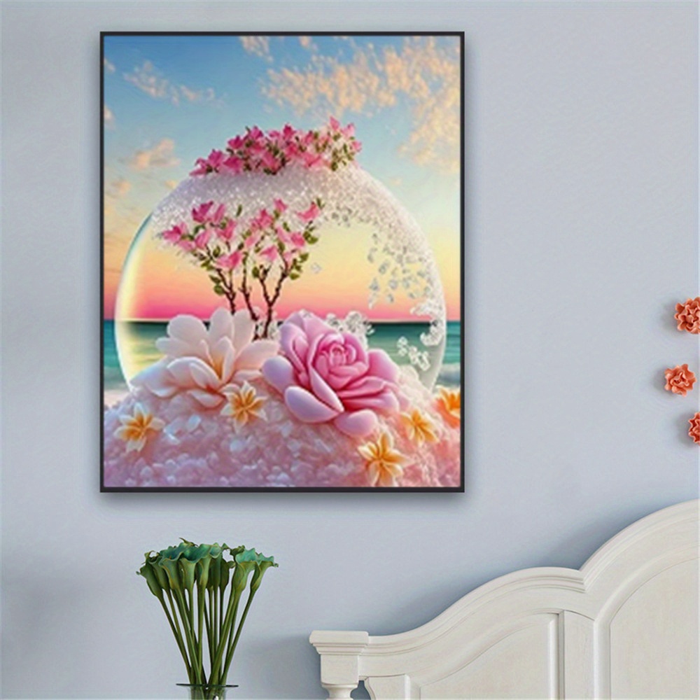 1pc 13.8x17.7inch Full Square Diamond Canvas Fantasy Flower Home Wall Decor  5D Diamond Painting Kits By Number