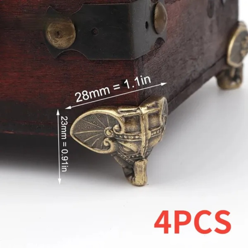Image of Set Of 4 Antique-style Bronze Elephant Feet For Jewelry Boxes, Measuring 28x23mm, Made From Plastic For Decorative Protection
