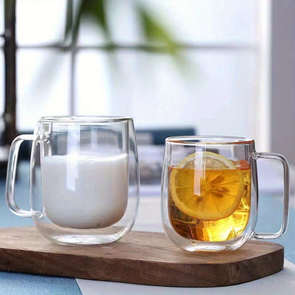 150/250/350ml Optional Coffee Tea Glass Mugs Double Wall Insulated Clear  Hot Drinking Cups