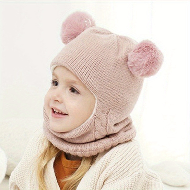 Lot de 2 bonnets en tricot chaud pour bébé et bébé - Bonnet et cache-cou -  Écharpe circulaire pour filles et garçons, Gris : : Mode