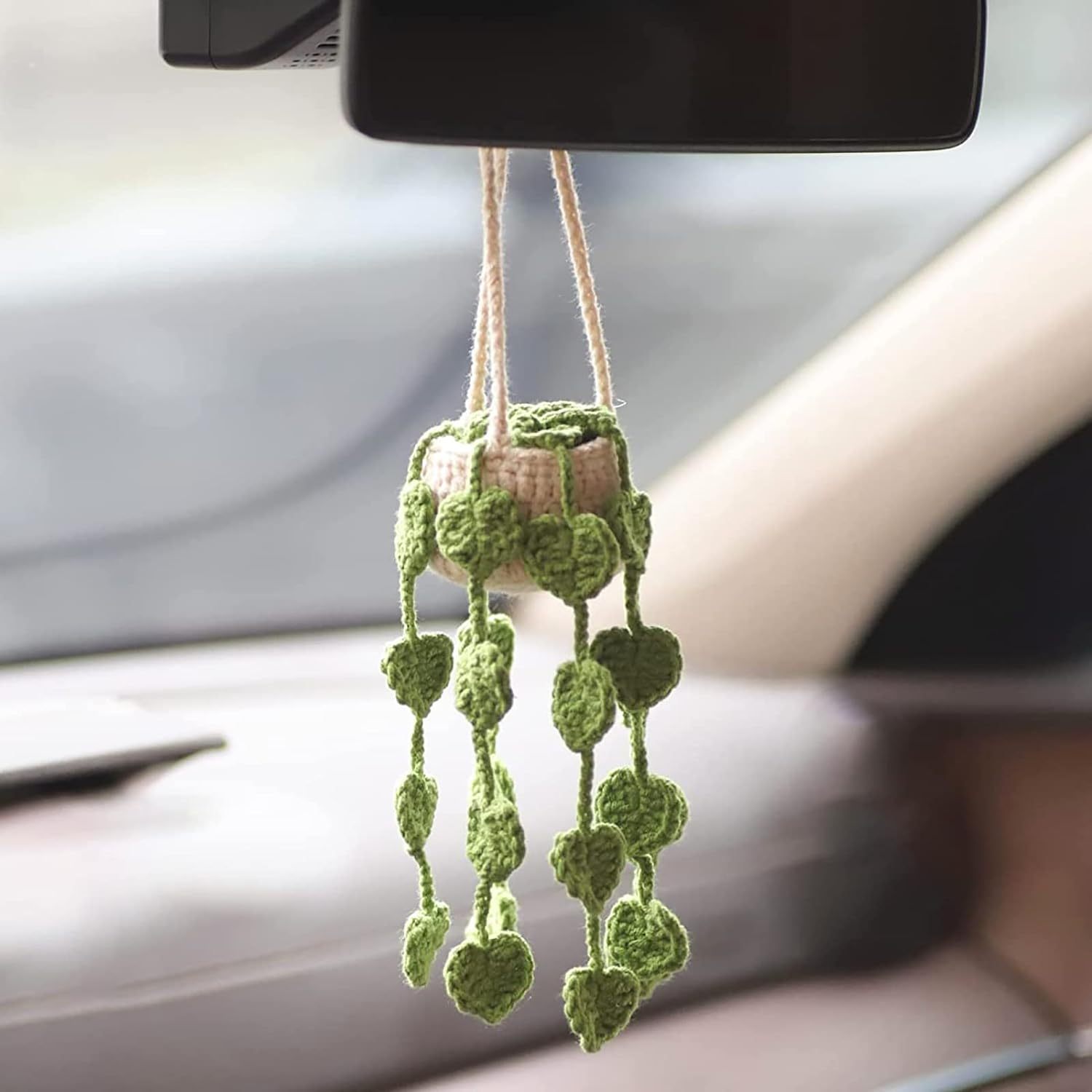  Car Mirror Hanging Accessories Car Accessories Cute Potted  Plants Cute Car Accessories Cute Potted Plants Handmade Knitted Rear View  Mirror Accessories : Automotive
