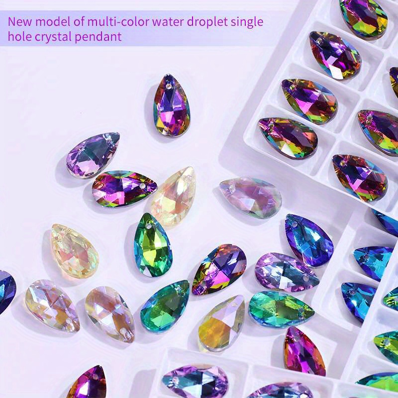 Side Hole Water Drop Shape Crystal Ab Color Glass Crystal - Temu