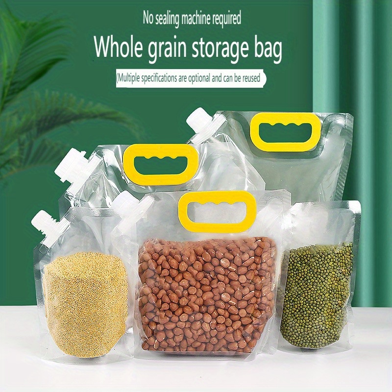 5pcs Reusable Sealable Bags, Handheld Sealable Bags, Rice & Grain