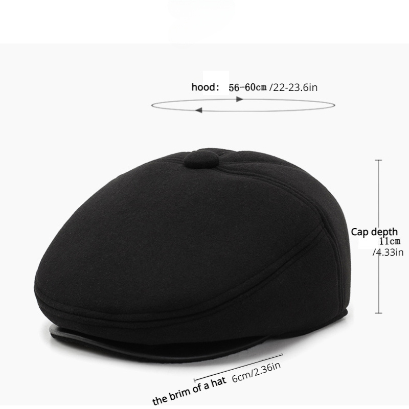 Winter Flat Top Hat Face Cover Middle aged Elderly Men - Temu