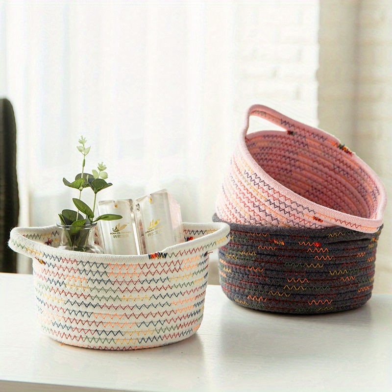 Hand Woven Storage Baskets Round Woven Baskets For - Temu