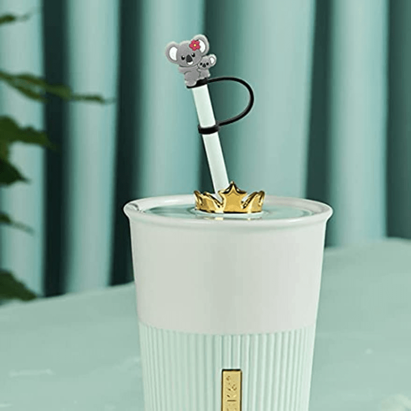 Silicone Straw Cartoon Dustproof Cover Straw Cover Recyclable Cute