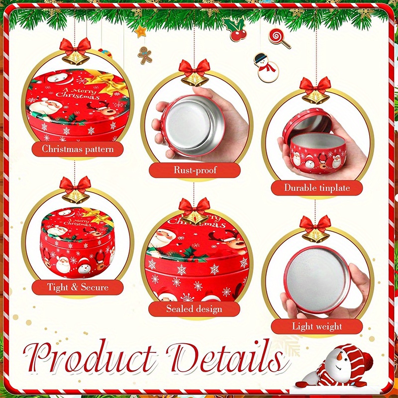 Christmas Cookie Tins, Round Nesting Storage Containers for