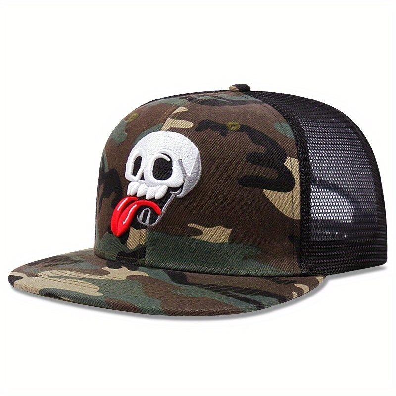 Skull Embroidered Baseball Adjustable Twill Fitted - Temu