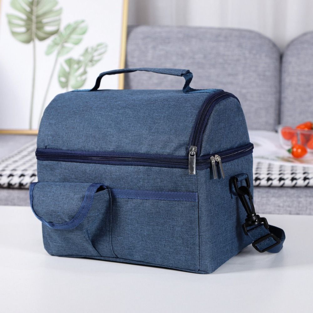 1pc double layer lunch bag large capacity insulated picnic bento box lunch bag insulated bag bottle bag leakproof lunch bag with zipper easter gift details 8