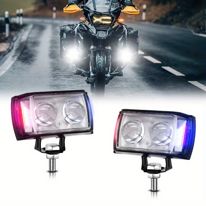 2pcs Moto Spot Light LED Phare Vélo Conduite Hi/Lo Lampe Jaune