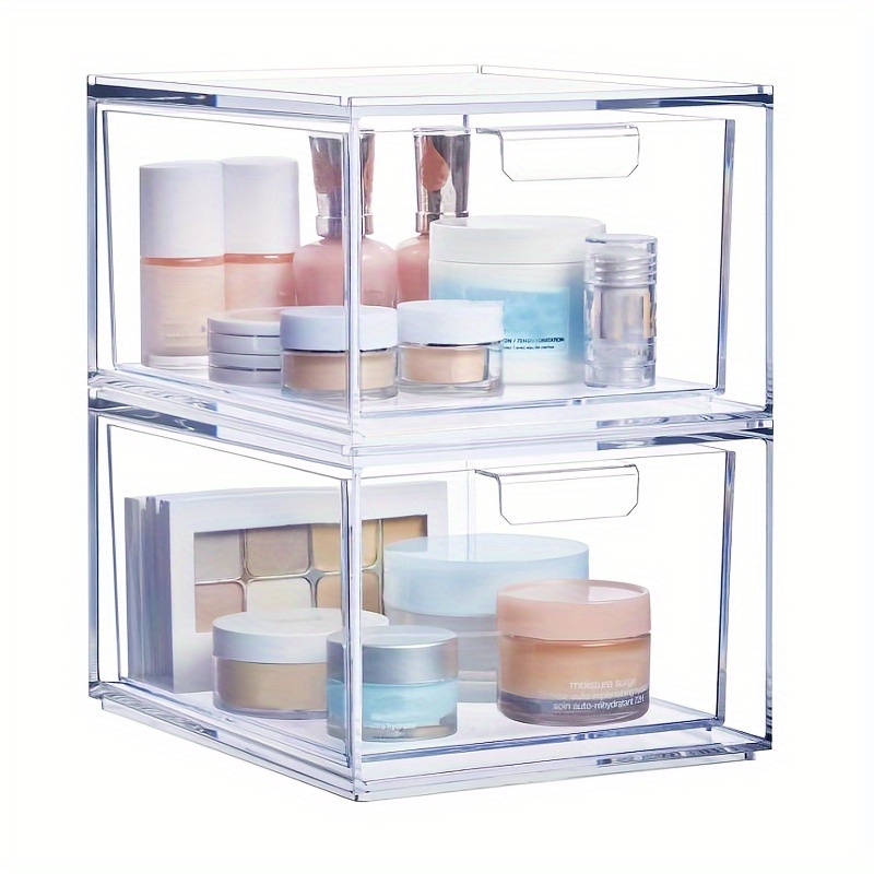 Stackable Makeup Organizer With Storage Drawers Acrylic - Temu