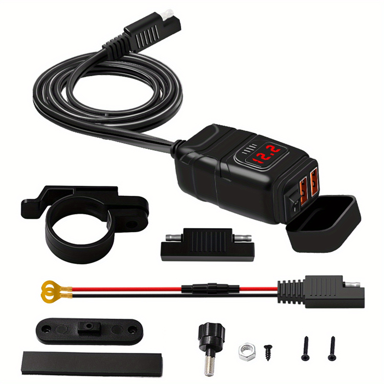 New Style 12v Motorcycle Dual Usb Charger Qc3.0 With Switch - Temu