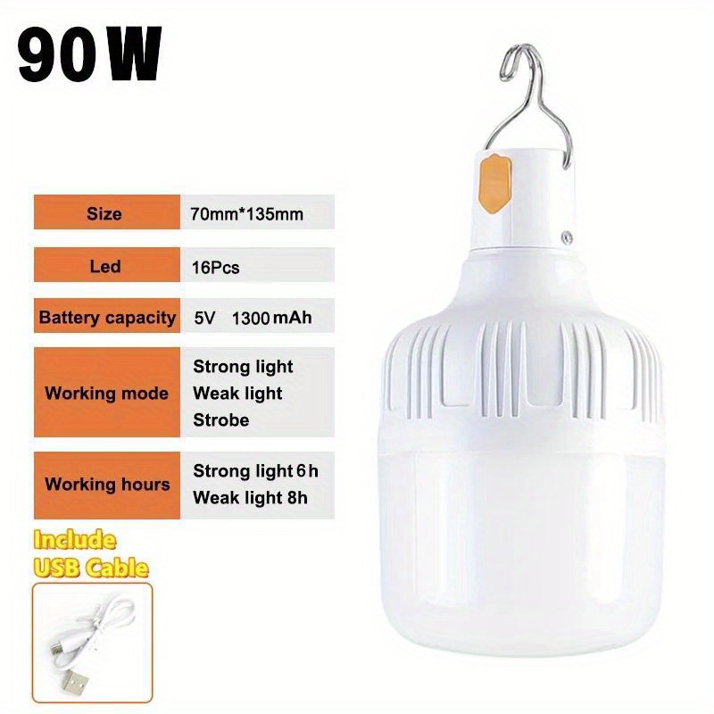 Outdoor USB Rechargeable LED Lamp Bulbs High Brightness Emergency Light  Hook Up Camping Fishing Portable Lantern