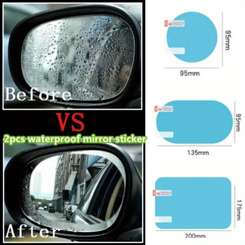 EVGATSAUTO Rückspiegel Regenfolie, Auto PET Rückspiegel Regenschutzfolie  Antibeschlag Regenschutz Aufkleber 100x145mm Oval Blau